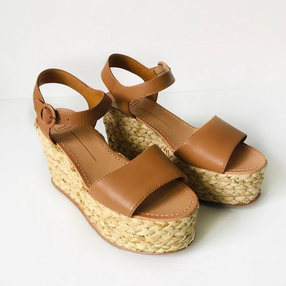 Dolce Vita Platform Leather Espadrille Sandals